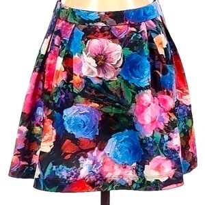 Express Floral Watercolor A-Line Full Skirt